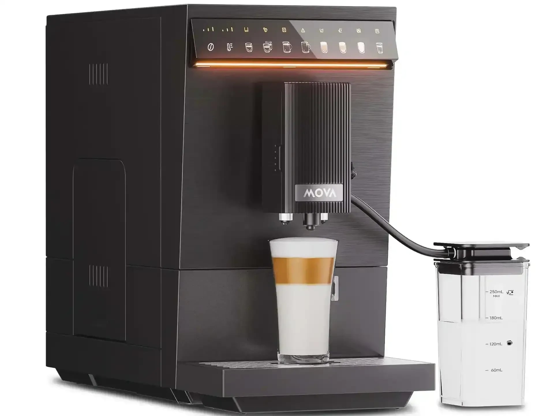 MOVA helautomatisk kaffemaskin med barista-kontroll och mjölkskummare.